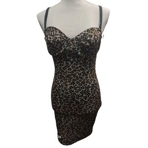 Weight Watchers Leopard Print Compression Slip Sleeveless Mini Party Club Sexy